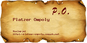 Platzer Ompoly névjegykártya